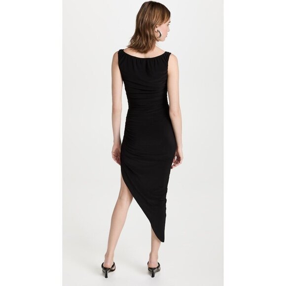 Norma Kamali Tara Side Drape Gown in Black Large New Womens Long Maxi Dress - Picture 12 of 16